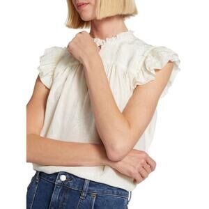 Ba&sh Solstice Flutter Top in Ecru Size Large Gently Used Quiet Luxury Workwear